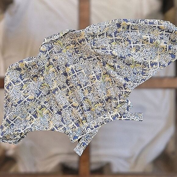 Vtg 70s blue floral print crop blouse & maxi skirt set - Picture 4 of 16